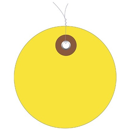 Bsc Preferred 3'' Yellow Plastic Circle Tags - Pre-Wired, 100PK BUY00021645